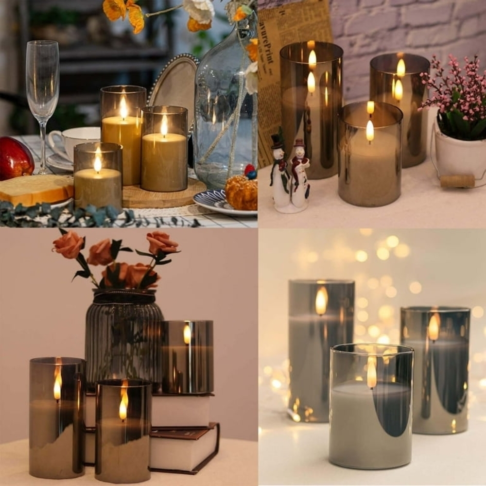 Gray Remote-Controlled Black LED Flameless Candle Set - Picture 7 of 8
